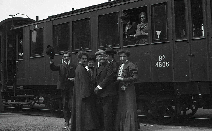 Гастроли МХАТ за рубежом. 1906 г. Германия. Н.А. Подгорный, Е.П. Муратова, В.М. Павлова, И.М. Москвин, Н.Н. Литовцева