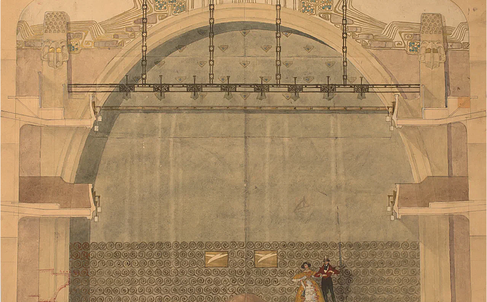 Шехтель Ф.О., эскиз портала сцены и занавеса, 1902 г.